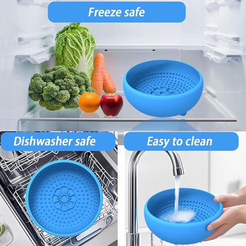 Saphe Dog Lick Bowl, Anxiety Relief Lick Silicone Dog Bowl, Non-Slip Licking mat for Distraction, Freezer & Dishwasher Safe (Blue) in Saudi Arabia