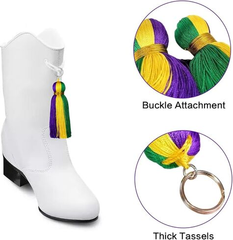 2 Pcs Mardi gras Boot Tassels - Classic Purple Green Gold Polyester Tassels, Carnival Boot Hanging Accessories for Parades Costumes Party Decor for Men Women in Saudi Arabia