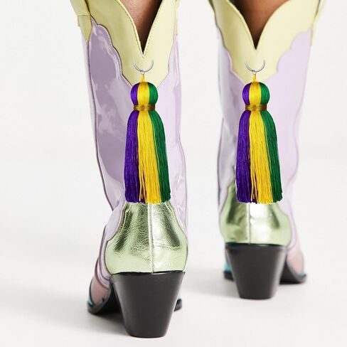 2 Pcs Mardi gras Boot Tassels - Classic Purple Green Gold Polyester Tassels, Carnival Boot Hanging Accessories for Parades Costumes Party Decor for Men Women in Saudi Arabia