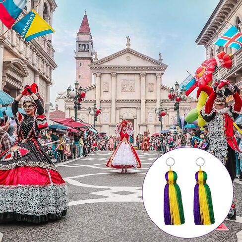 2 Pcs Mardi gras Boot Tassels - Classic Purple Green Gold Polyester Tassels, Carnival Boot Hanging Accessories for Parades Costumes Party Decor for Men Women in Saudi Arabia