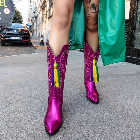 2 Pcs Mardi gras Boot Tassels - Classic Purple Green Gold Polyester Tassels, Carnival Boot Hanging Accessories for Parades Costumes Party Decor for Men Women in Saudi Arabia