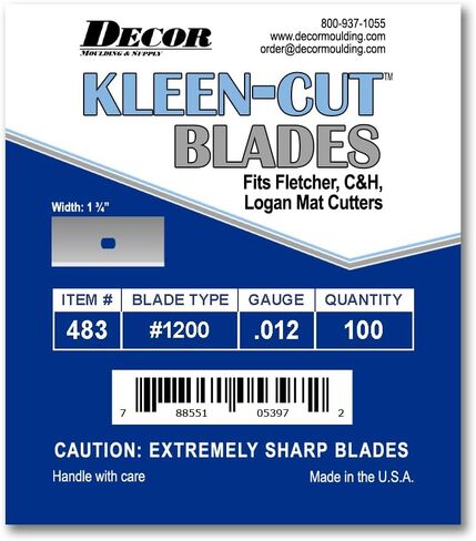 Framer Supply Kleen-Cut™ Mat Cutter Blades – 100 Pack, Chisel & Single Edge for Fletcher, C&H, Logan – Premium Quality for Bevel Cuts, Mat & Foam Boards (13/4" Chisel Point Blade - 0.015 Gauge) in Saudi Arabia