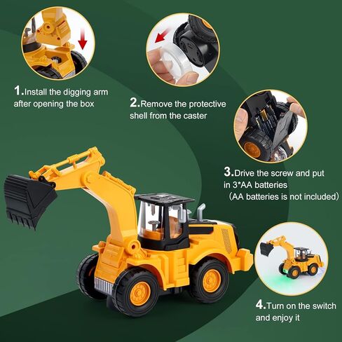 Kizmyee Automatic Excavator Toy with Music & 3D Lights, Battery Powered Construction Vehicle for Kids Ages 3-6, Boys Girls Gift for Birthday Christmas (Batteries Not Included) in Saudi Arabia
