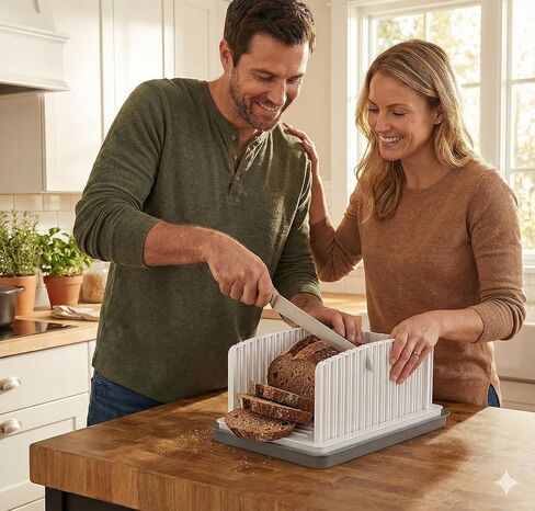 Professional Bread Slicer Guide Precision Loaf Cutter with Non-Slip Base for Perfect, Even Slices Artisan Sourdough Bread in Saudi Arabia