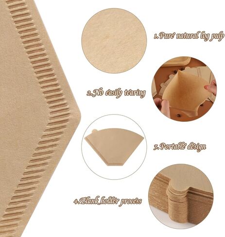 160 Count #4 Cone Coffee Filters 8-12 Cup Disposable Coffee Filters 4 Cone Paper Unbleached Natural Number 4 Filters Paper Compatible with Ninja Coffee Filter, Drip and Pour Over Coffee Maker in Kuwait