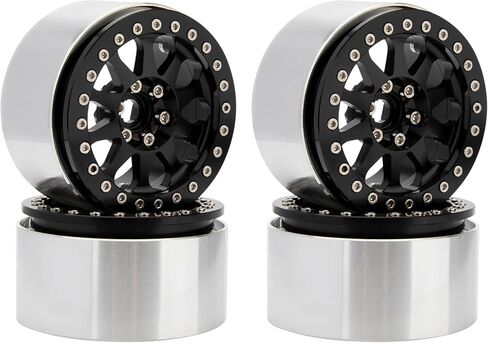MEUS RACING 2.2 عجلات Beadlock الحافات عجلة الطبق العميق لمحور SCX10 Traxxas TRX4 Vanquish VS4-10 Redcat Gen8 1/10 RC الزاحف ترقيات (أسود) in Kuwait