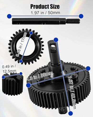 Steel Transmission Gear Fit for 1/10 Slash 2WD(VXL) Rustler Stampede Bandit 2WD(VXL), Transmission Gear Upgrades Part for Grearbox, Black in Saudi Arabia