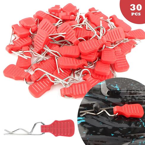 30 Pieces 1.2mm Universal RC Body Clips with Pull Tabs Car Clips RTR Clip Pins H165 Assembly Spare Parts for 1:8 1:10 1:12 Scale Redcat HPI Himoto HSP Exceed Car Parts Truck Buggy（Red in Saudi Arabia