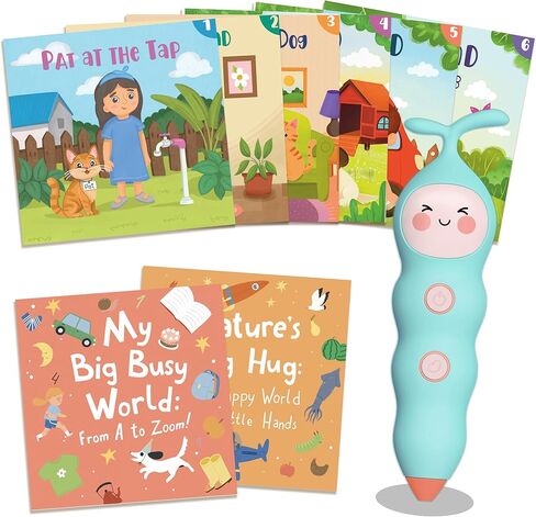 QuTZ Talking Pen Book Set, Learn to Read Sound Books, Learning Toys with 8 Tap to Read Books, 600+ Words & Fun Facts, 6 Phonics Story Books, 700+ Games, Educational Toy for Kids 3+ (Cardboard Version) in Kuwait