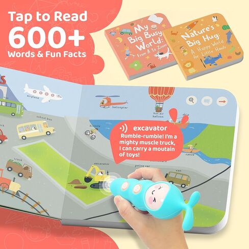 QuTZ Talking Pen Book Set, Learn to Read Sound Books, Learning Toys with 8 Tap to Read Books, 600+ Words & Fun Facts, 6 Phonics Story Books, 700+ Games, Educational Toy for Kids 3+ (Cardboard Version) in Kuwait