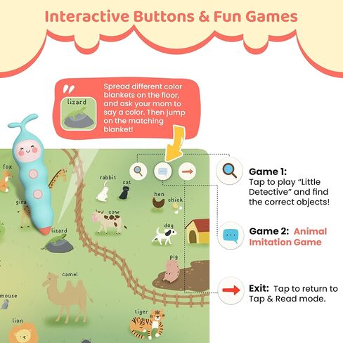 QuTZ Talking Pen Book Set, Learn to Read Sound Books, Learning Toys with 8 Tap to Read Books, 600+ Words & Fun Facts, 6 Phonics Story Books, 700+ Games, Educational Toy for Kids 3+ (Cardboard Version) in Kuwait