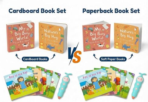 QuTZ Talking Pen Book Set, Learn to Read Sound Books, Learning Toys with 8 Tap to Read Books, 600+ Words & Fun Facts, 6 Phonics Story Books, 700+ Games, Educational Toy for Kids 3+ (Cardboard Version) in Kuwait