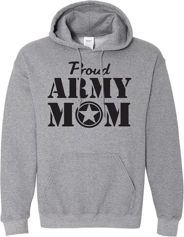 zerogravitee Proud Army Mom Hooded Sweatshirt in Dark Heather Gray in Saudi Arabia