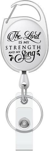 The Lord is My Strength and Song حامل شارة قابل للسحب، سلسلة مفاتيح معرفية مع مشبك - حامل شارة مع حلقة مفاتيح بمشبك حزام - بكرة شارة مسيحية in Kuwait