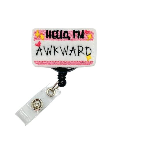 بكرة شارة Hello I'm Awkward، حامل بطاقة هوية مضحكة، مشبك بطاقة الاسم قابل للسحب in Saudi Arabia