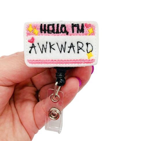 بكرة شارة Hello I'm Awkward، حامل بطاقة هوية مضحكة، مشبك بطاقة الاسم قابل للسحب in Saudi Arabia