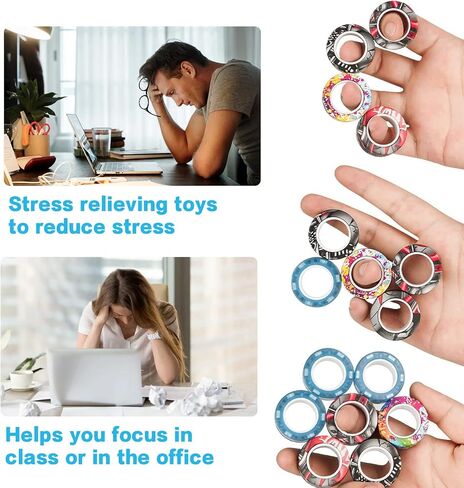 36Pcs Magnetic Rings Fidget Toys Spinner Set Valentines Day Easter Basket Stuffers for Kids Party Favors,Finger Magnet Rings Endless Hours of Fun ADHD Stress Relief Fidget Spinners for Birthday Adults in Saudi Arabia