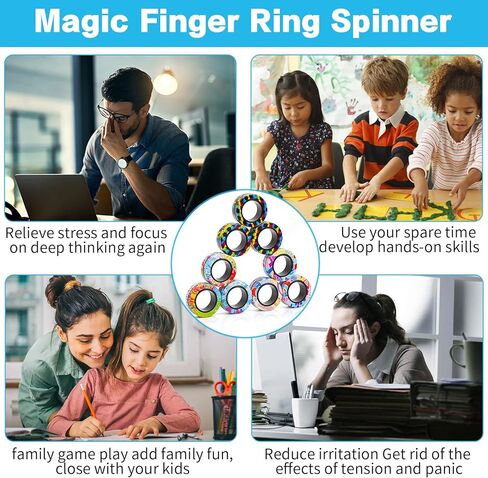 36Pcs Magnetic Rings Fidget Toys Spinner Set Valentines Day Easter Basket Stuffers for Kids Party Favors,Finger Magnet Rings Endless Hours of Fun ADHD Stress Relief Fidget Spinners for Birthday Adults in Saudi Arabia