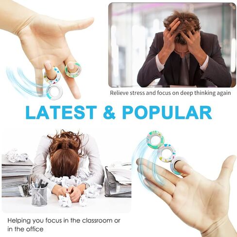 36Pcs Magnetic Rings Fidget Toys Spinner Set Valentines Day Easter Basket Stuffers for Kids Party Favors,Finger Magnet Rings Endless Hours of Fun ADHD Stress Relief Fidget Spinners for Birthday Adults in Saudi Arabia