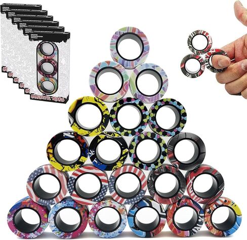 36Pcs Magnetic Rings Fidget Toys Spinner Set Valentines Day Easter Basket Stuffers for Kids Party Favors,Finger Magnet Rings Endless Hours of Fun ADHD Stress Relief Fidget Spinners for Birthday Adults in Saudi Arabia