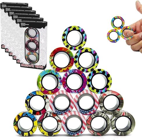 36Pcs Magnetic Rings Fidget Toys Spinner Set Valentines Day Easter Basket Stuffers for Kids Party Favors,Finger Magnet Rings Endless Hours of Fun ADHD Stress Relief Fidget Spinners for Birthday Adults in Saudi Arabia