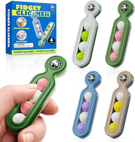Fidget Toys Adults Anxiety Relief: 4 Pack Fidget Clicker Toys - Sensory Toys for Autism Kids Calming - ADHD Tools Desk Fidgets for Classroom - Cool Office Gadgets Gifts for Teen Women Men in Kuwait