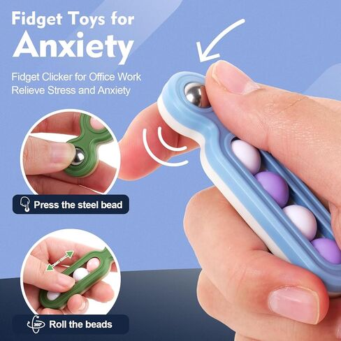 Fidget Toys Adults Anxiety Relief: 4 Pack Fidget Clicker Toys - Sensory Toys for Autism Kids Calming - ADHD Tools Desk Fidgets for Classroom - Cool Office Gadgets Gifts for Teen Women Men in Kuwait