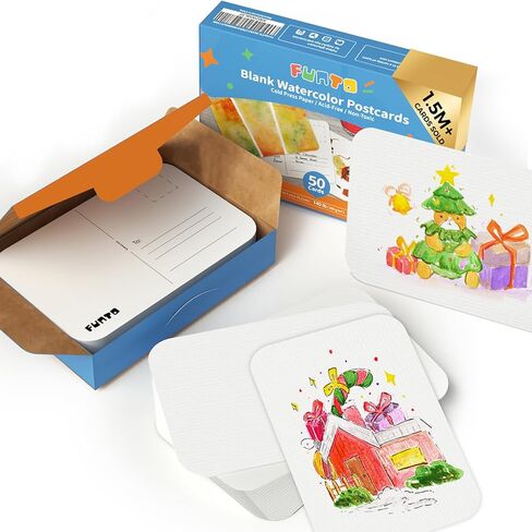 Funto Blank Watercolor Paper Postcards, 50 Cards, 4x6, 140lb/300gsm, Acid-Free Heavyweight Art Paper for Thank You Notes & Greeting Cards in Saudi Arabia