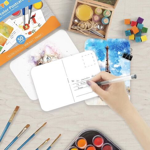 Funto Blank Watercolor Paper Postcards, 50 Cards, 4x6, 140lb/300gsm, Acid-Free Heavyweight Art Paper for Thank You Notes & Greeting Cards in Saudi Arabia