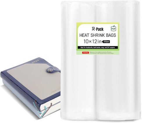 R - PACK 200 قطعة من POF Food مقاس 10 × 12 بوصة - أكياس قابلة للانكماش بالحرارة، مثالية للحرف اليدوية وتغليف الطعام والحلوى، خالية من مادة BPA in Kuwait