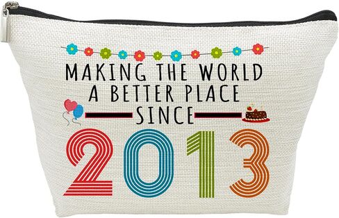 13rd Birthday Gifts for Girls, Funny 13 Year Old Gift Makeup Bag, 2010 13rd Birthday Cosmetic Bags for Her, Teens, Sister, Daughter, Niece, Granddaughter, Making The World a Better Place Since 2010 in Saudi Arabia