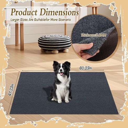 Dog Playpen Mat, Dog Crate Pad Liner for Kennel Training Under Pet Cage Non-Slip Kennel Mat to Protect Floors Extra Large Absorbs Urine Reusable Dog Playpen Mat, 47.23" X 60.23" in Kuwait