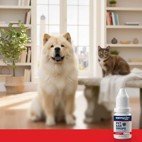 EARMYCIN Ear Infection Treatment Drops for Dogs and Cats,with 0.02% Hypochlorous Acid Soothing Dog Yeast Infection, Itchy Ear Relief-Treats Ear Infections for Dogs & Cats (0.33 fl oz) in Saudi Arabia