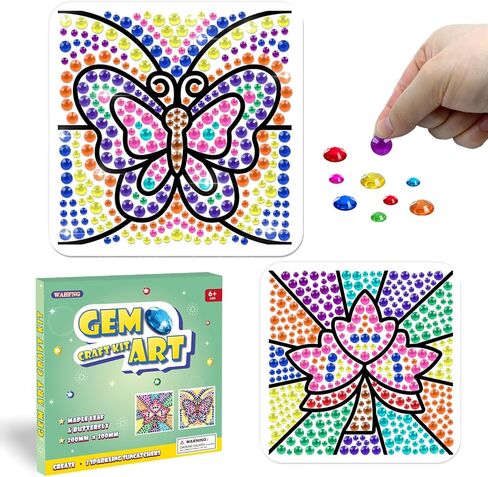 WAHFNG Gem Art, Diamond Art Kids Painting Kit -Make Your Own Stickers,Keychains & Suncatchers - Arts and Crafts for Girls and Boys Ages 6-12 - Best Gift Ideas for Age 6, 7, 8, 9, 10,11,12 Years Old in Saudi Arabia