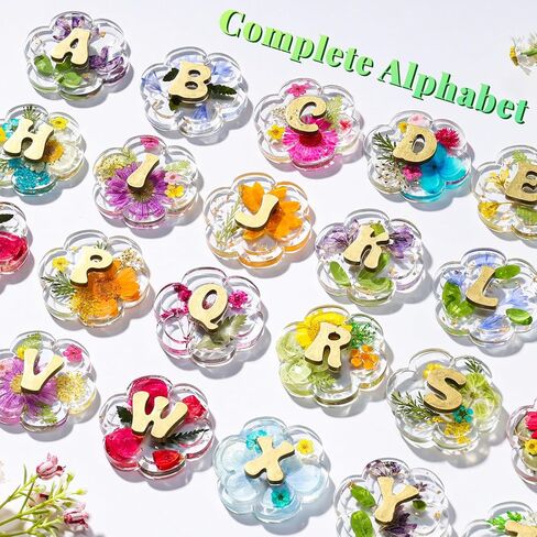 LET'S RESIN Keychain Resin Molds Silicone with Hole, 27 Cavities Flower Alphabet UV Resin Jewelry Pendant Molds kit for Beginner, Letter Epoxy Resin Molds for Keychain Pendant Jewelry Making in Saudi Arabia