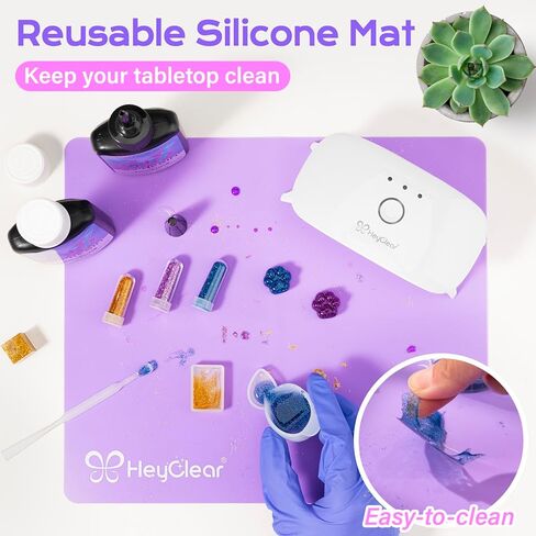 HeyClear UV Resin Kit with Light -200g Crystal Clear, Hard Resina UV Light Fast Curing UV Glue for Beginners Crafting, Molds Jewelry Making, DIY Craft Decorations in Kuwait