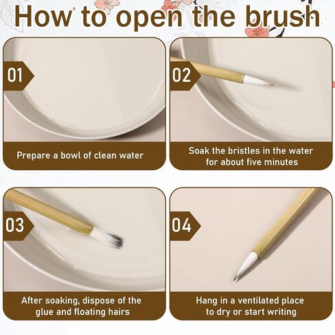 6 PCS Chinese Calligraphy Brush, Painting Writing Calligraphy Brushes Watercolor CalligraphySet for Beginners Flower Bird Line Drawing Brushes with Roll up Brush Holder in Kuwait