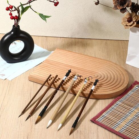 6 PCS Chinese Calligraphy Brush, Painting Writing Calligraphy Brushes Watercolor CalligraphySet for Beginners Flower Bird Line Drawing Brushes with Roll up Brush Holder in Kuwait