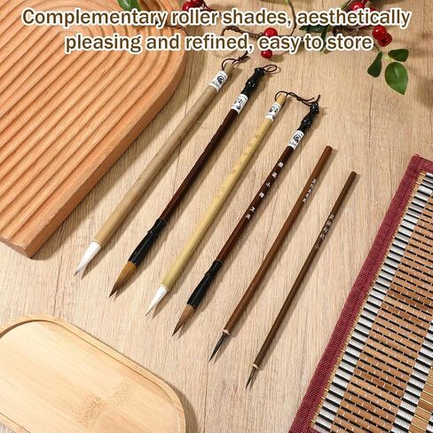 6 PCS Chinese Calligraphy Brush, Painting Writing Calligraphy Brushes Watercolor CalligraphySet for Beginners Flower Bird Line Drawing Brushes with Roll up Brush Holder in Kuwait