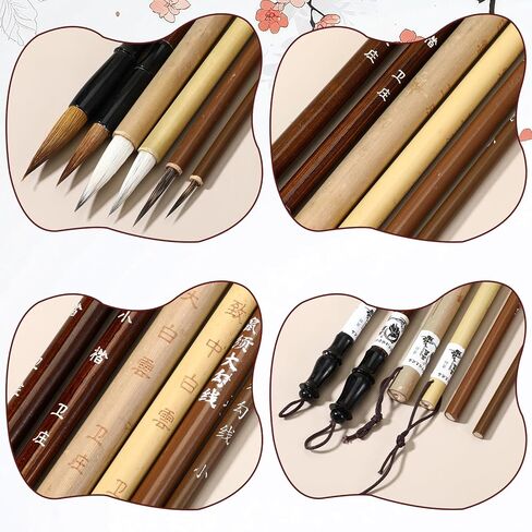 6 PCS Chinese Calligraphy Brush, Painting Writing Calligraphy Brushes Watercolor CalligraphySet for Beginners Flower Bird Line Drawing Brushes with Roll up Brush Holder in Kuwait