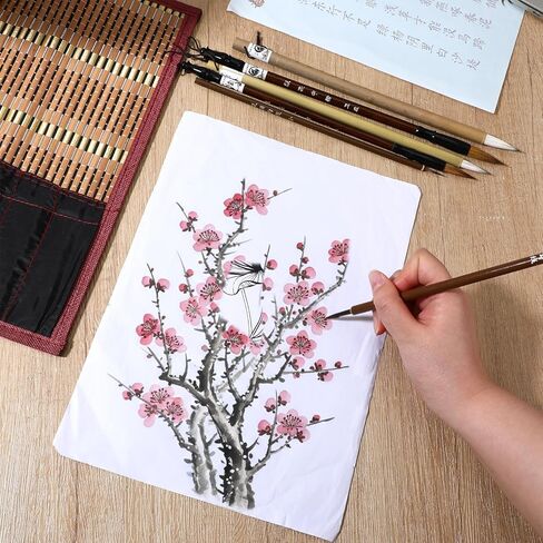 6 PCS Chinese Calligraphy Brush, Painting Writing Calligraphy Brushes Watercolor CalligraphySet for Beginners Flower Bird Line Drawing Brushes with Roll up Brush Holder in Kuwait