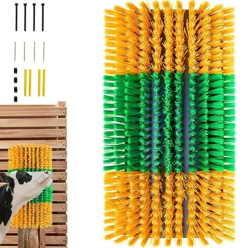 Livestock Scratching Brush 2-Pack — Cattle Horse Goat Pig Sheep Grooming Post with 16 Screws, Weather-Resistant Barn Fence Mount in Kuwait