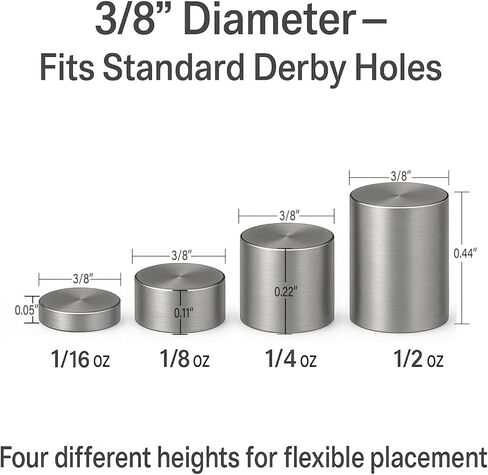 Tungsten Cylinder Weights for Pinewood Car Derby, 5.25 oz Total, 30-Piece Incremental Set, 3/8" Diameter, 4 Sizes (1/2, 1/4, 1/8, 1/16 oz) in Saudi Arabia