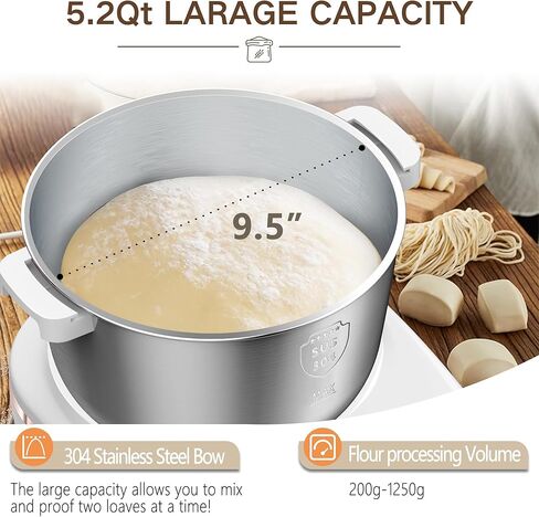 AIZIYO DoughChief, 5.3QT Dough Mixer, Dough Maker with Ferment Function, 304 Stainless Steel Bowl, Removeable lid, Touch Panel Control, Electric Dough Proofing Box for Pizza & Bread in Kuwait