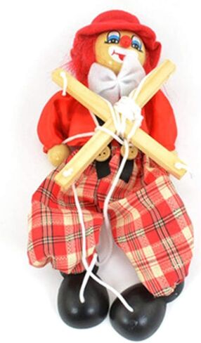 Fun Wooden Clown Marionette Pull String Puppet Interactive Toy for Family Men Women Pretend Puppetry Party (Blue) in Kuwait