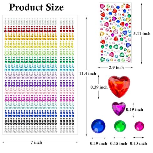 1610 Pcs Hair Gems Self Adhesive Rhinestones for Makeup Eyes 15 Colors Rainbow Rhinestones Face Jewels Face Gems Stick On, Heart Face Gems Bling Gems Jewels Stickers for DIY in Kuwait