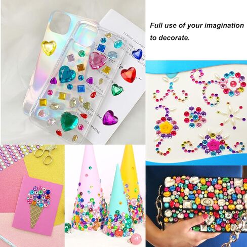1610 Pcs Hair Gems Self Adhesive Rhinestones for Makeup Eyes 15 Colors Rainbow Rhinestones Face Jewels Face Gems Stick On, Heart Face Gems Bling Gems Jewels Stickers for DIY in Kuwait