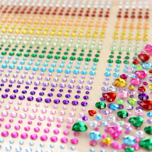 1610 Pcs Hair Gems Self Adhesive Rhinestones for Makeup Eyes 15 Colors Rainbow Rhinestones Face Jewels Face Gems Stick On, Heart Face Gems Bling Gems Jewels Stickers for DIY in Kuwait