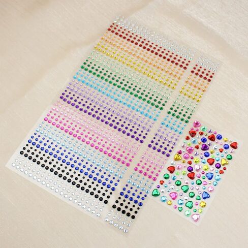 1610 Pcs Hair Gems Self Adhesive Rhinestones for Makeup Eyes 15 Colors Rainbow Rhinestones Face Jewels Face Gems Stick On, Heart Face Gems Bling Gems Jewels Stickers for DIY in Kuwait