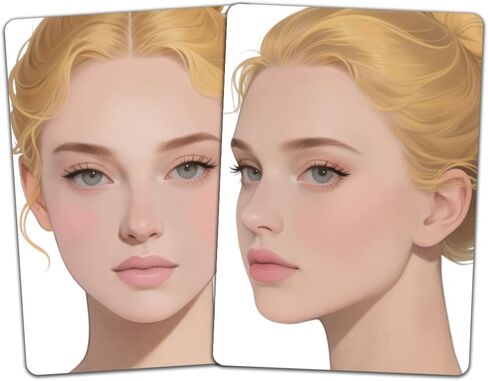 DELORIGIN قطعتان من لوحة تدريب رسم الوجه مقاس A4 قابلة لإعادة الاستخدام، لوحات تدريب رسم المكياج، قالب مرحلة المكياج، أداة تمرين رسم الوجه للمبتدئين في المكياج (امرأة مقطوعة بشكل طاقم) in Kuwait